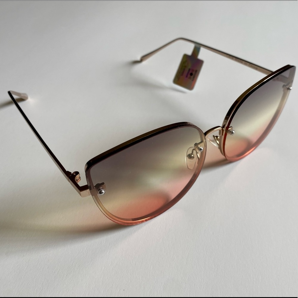 Celio Sunglasses from Kohl’s Cat Eye multi color ombré lens gold frame brand new
